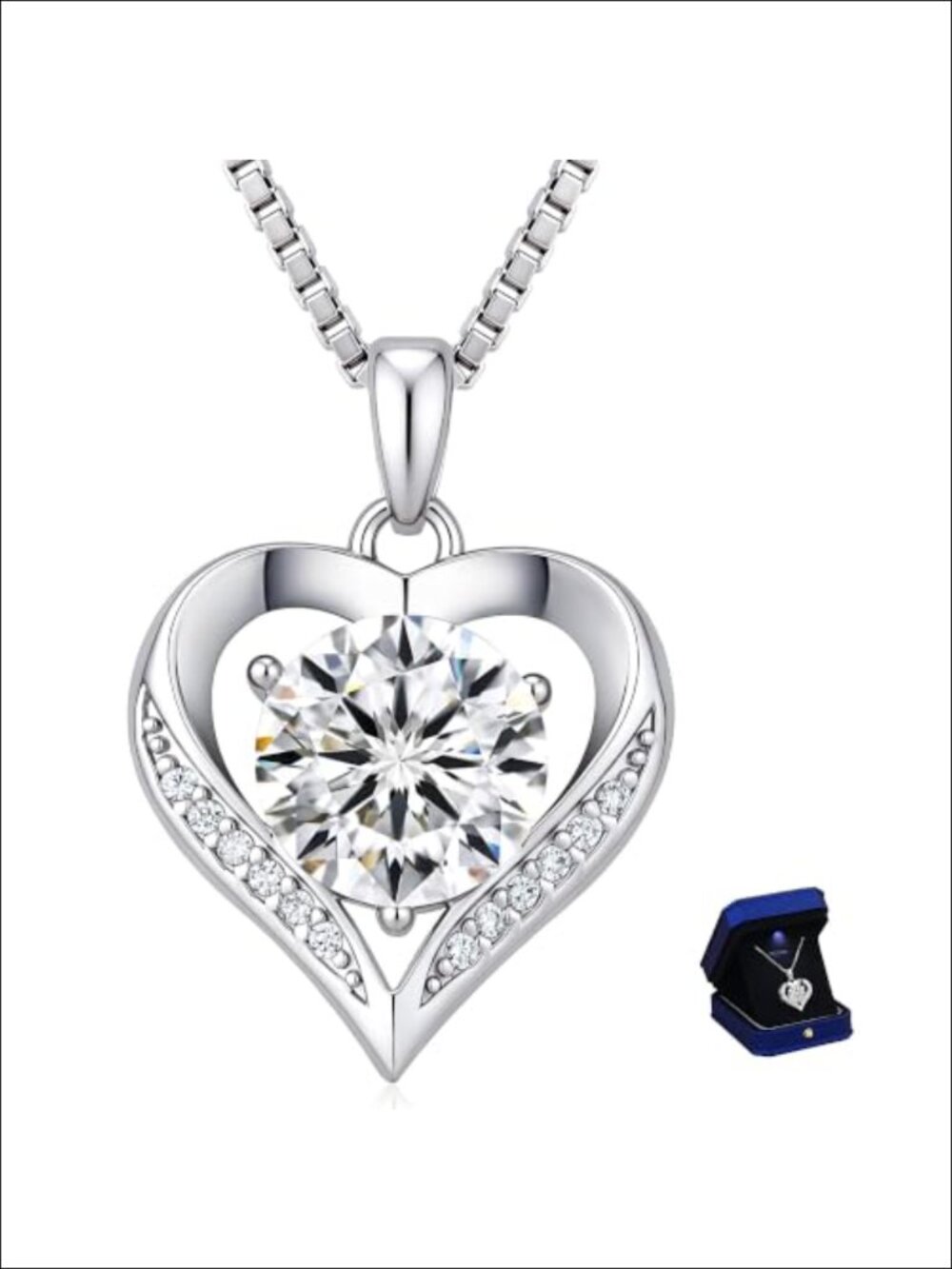 Heart Moissanite Pendant Necklace S925 Sterling Silver 1-5 Carat Women's Jewelry